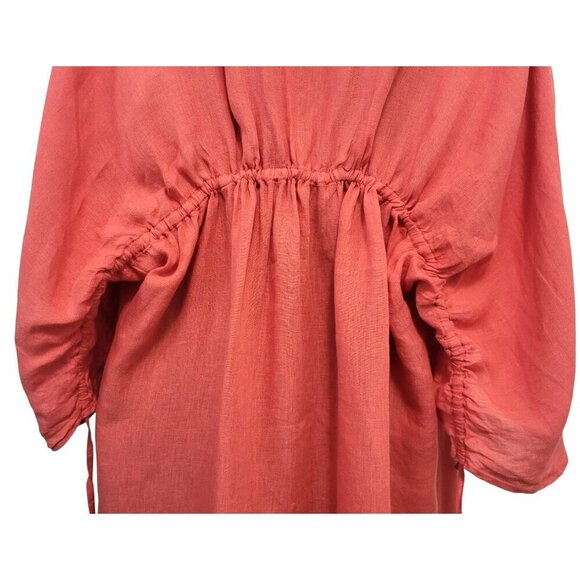 120% LINO Coral Linen Button Front Shirt Dress - Picture 9 of 12